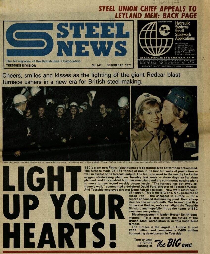 The Steel News celebrates the opening of the Blast Furnace in late 1979