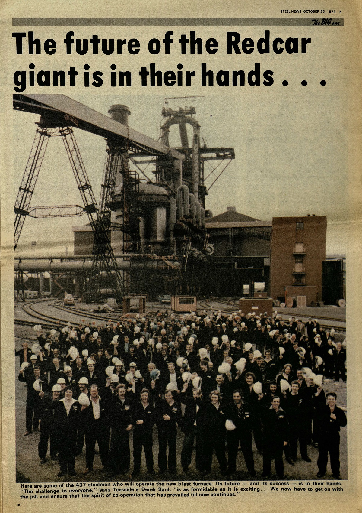 Staff at the Redcar Blast Furnace in 1979 